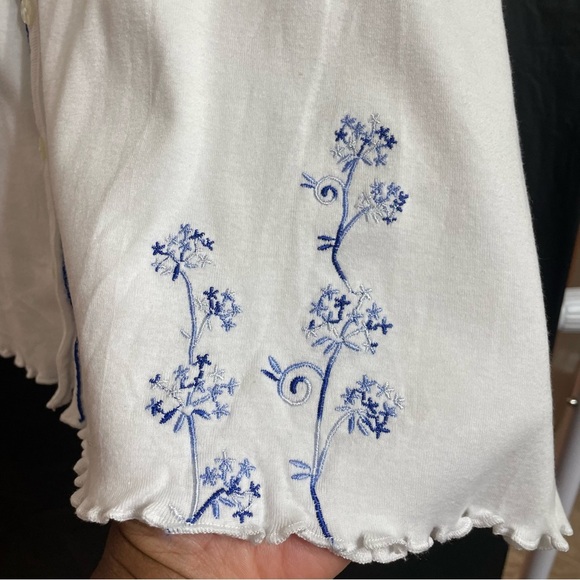 Vanity Fair 3X White Button-Front Pajama Top Coastal Grandma Floral*READ* - Picture 3 of 9